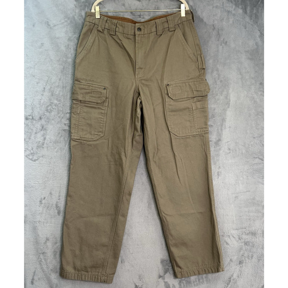 Duluth‎ Trading Co Cargo Canvas Relaxed Fit Tan Workwear Pants Men's 38x34 (33) - Picture 1 of 16